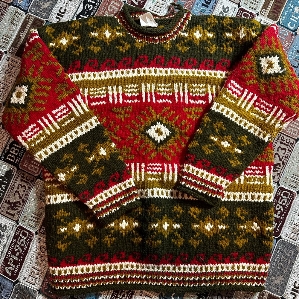 Men's Multicolor Western Patterned Sweater